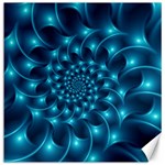 Glossy Light Blue Spiral Fractal Canvas 12  x 12 