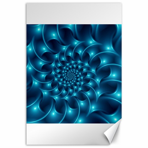 Glossy Light Blue Spiral Fractal Canvas 24  x 36  from ArtsNow.com 23.35 x34.74  Canvas - 1