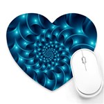 Glossy Light Blue Spiral Fractal Heart Mousepad