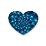 Glossy Light Blue Spiral Fractal Rubber Coaster (Heart)