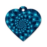 Glossy Light Blue Spiral Fractal Dog Tag Heart (One Side)