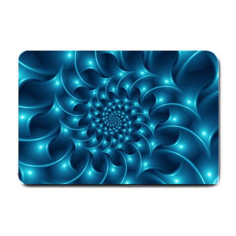 Glossy Light Blue Spiral Fractal Small Doormat from ArtsNow.com 24 x16  Door Mat