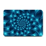 Glossy Light Blue Spiral Fractal Small Doormat