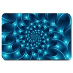 Glossy Light Blue Spiral Fractal Large Doormat