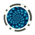 Glossy Light Blue Spiral Fractal Poker Chip Card Guard