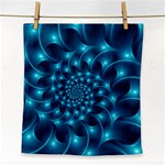 Glossy Light Blue Spiral Fractal Face Towel