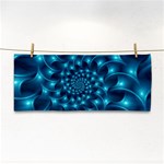 Glossy Light Blue Spiral Fractal Hand Towel