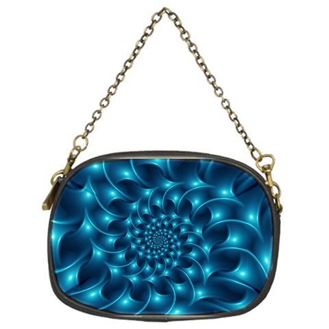 Glossy Light Blue Spiral Fractal Chain Purse (One Side) from ArtsNow.com Front