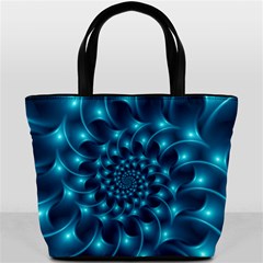 Glossy Light Blue Spiral Fractal Bucket Bag from ArtsNow.com Front