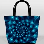 Glossy Light Blue Spiral Fractal Bucket Bag