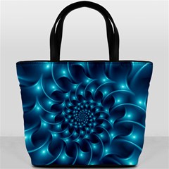 Glossy Light Blue Spiral Fractal Bucket Bag from ArtsNow.com Back