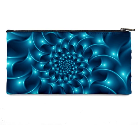 Glossy Light Blue Spiral Fractal Pencil Case from ArtsNow.com Back