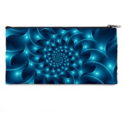 Glossy Light Blue Spiral Fractal Pencil Case from ArtsNow.com Back