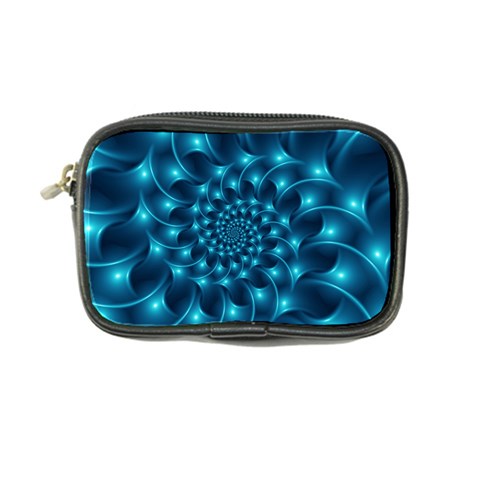 Glossy Light Blue Spiral Fractal Coin Purse from ArtsNow.com Front