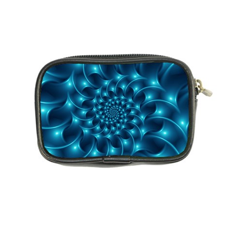 Glossy Light Blue Spiral Fractal Coin Purse from ArtsNow.com Back