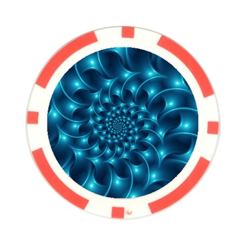 Glossy Light Blue Spiral Fractal Poker Chip Card Guard (10 pack) from ArtsNow.com Front