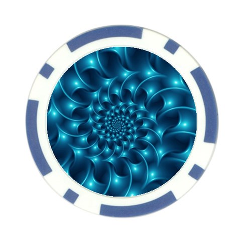 Glossy Light Blue Spiral Fractal Poker Chip Card Guard (10 pack) from ArtsNow.com Front