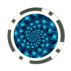 Glossy Light Blue Spiral Fractal Poker Chip Card Guard (10 pack) from ArtsNow.com Front