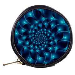 Glossy Light Blue Spiral Fractal Mini Makeup Bag from ArtsNow.com Back