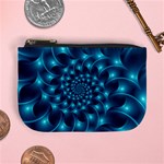 Glossy Light Blue Spiral Fractal Mini Coin Purse