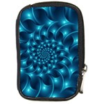 Glossy Light Blue Spiral Fractal Compact Camera Leather Case