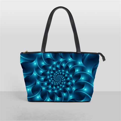 Glossy Light Blue Spiral Fractal Classic Shoulder Handbag from ArtsNow.com Front