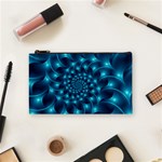 Glossy Light Blue Spiral Fractal Cosmetic Bag (Small)