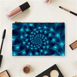 Glossy Light Blue Spiral Fractal Cosmetic Bag (Medium)