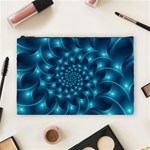 Glossy Light Blue Spiral Fractal Cosmetic Bag (Large)