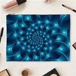 Glossy Light Blue Spiral Fractal Cosmetic Bag (XL)