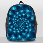 Glossy Light Blue Spiral Fractal School Bag (Large)