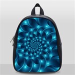 Glossy Light Blue Spiral Fractal School Bag (Small)