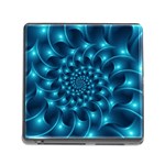 Glossy Light Blue Spiral Fractal Memory Card Reader (Square)