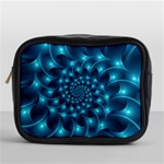 Glossy Light Blue Spiral Fractal Mini Toiletries Bag (One Side)