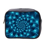 Glossy Light Blue Spiral Fractal Mini Toiletries Bag (Two Sides)