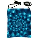 Glossy Light Blue Spiral Fractal Shoulder Sling Bag