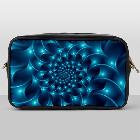 Glossy Light Blue Spiral Fractal Toiletries Bag (One Side) from ArtsNow.com Front