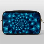 Glossy Light Blue Spiral Fractal Toiletries Bag (One Side)