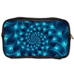 Glossy Light Blue Spiral Fractal Toiletries Bag (Two Sides) from ArtsNow.com Front