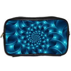 Glossy Light Blue Spiral Fractal Toiletries Bag (Two Sides) from ArtsNow.com Back