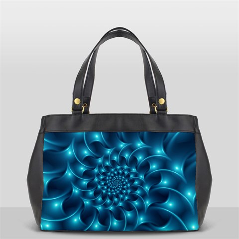 Glossy Light Blue Spiral Fractal Oversize Office Handbag (2 Sides) from ArtsNow.com Front