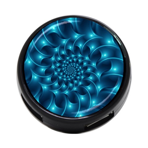 Glossy Light Blue Spiral Fractal 4 Front