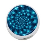 Glossy Light Blue Spiral Fractal 4-Port USB Hub (Two Sides)