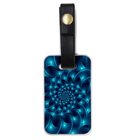 Glossy Light Blue Spiral Fractal Luggage Tag (one side) from ArtsNow.com Front