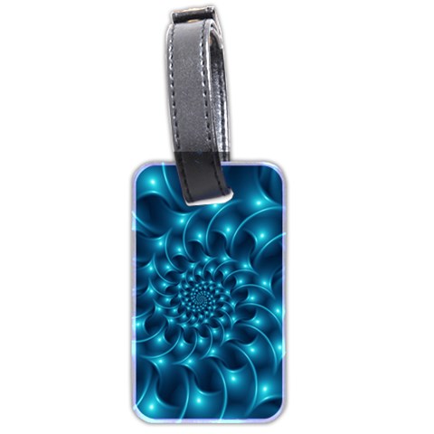 Glossy Light Blue Spiral Fractal Luggage Tag (two sides) from ArtsNow.com Back