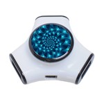 Glossy Light Blue Spiral Fractal 3-Port USB Hub