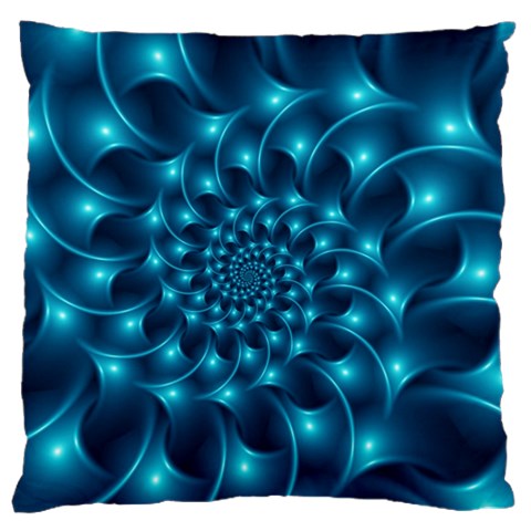 Glossy Light Blue Spiral Fractal Large Cushion Case (One Side) from ArtsNow.com Front