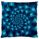 Glossy Light Blue Spiral Fractal Large Cushion Case (One Side)