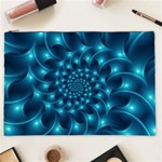 Glossy Light Blue Spiral Fractal Cosmetic Bag (XXL)