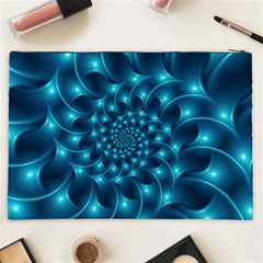 Glossy Light Blue Spiral Fractal Cosmetic Bag (XXL) from ArtsNow.com Back